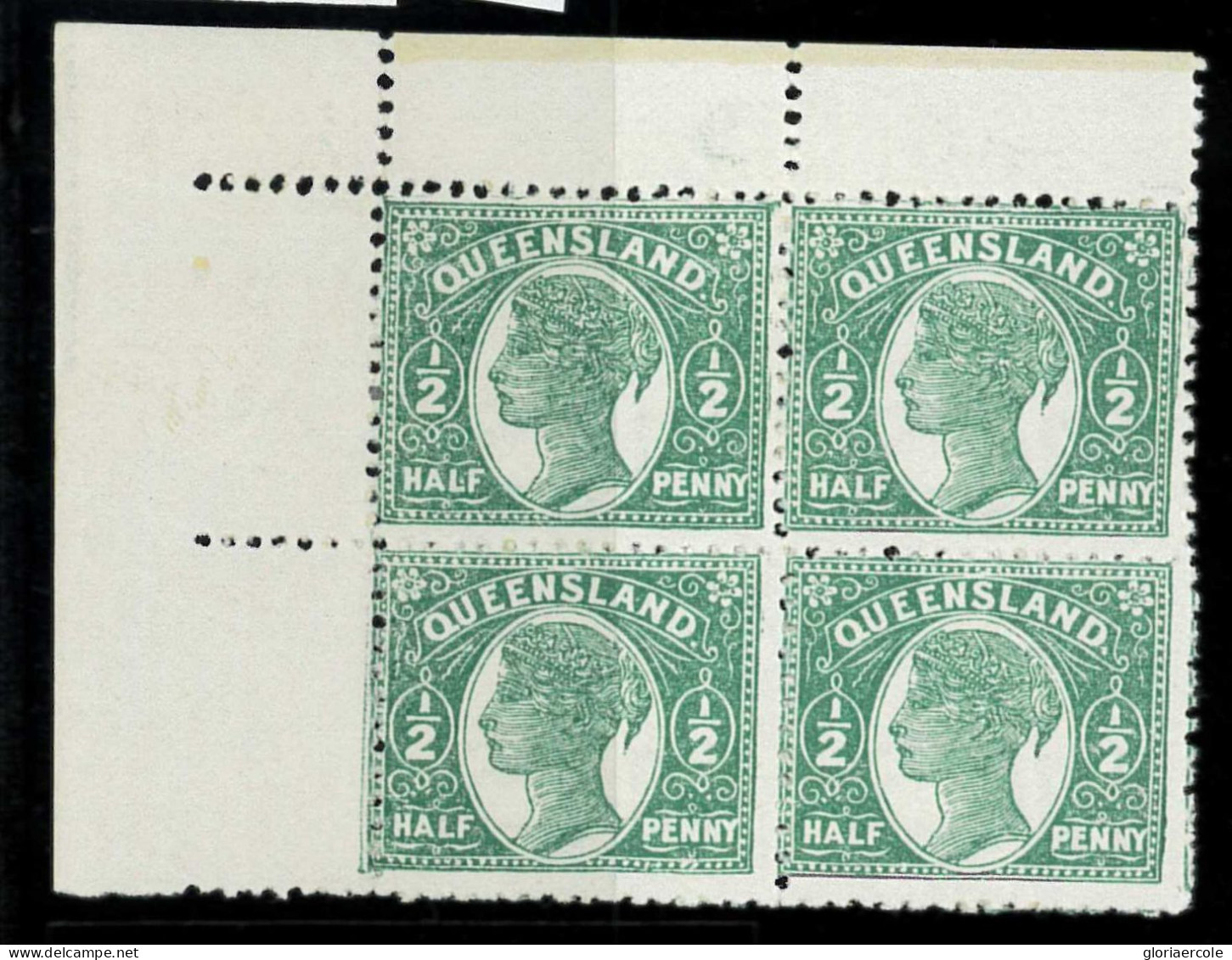 Aa5622g - Australia QUEENSLAND - STAMP - SG # 208 Block 4 Ink Line - Mint Hinged MH - Nuovi