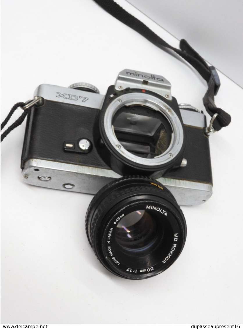 - APPAREIL PHOTO MINOLTA XD7 Objectif MD ROKKOR 50 mm 1: 17 JAPAN de grenier   E