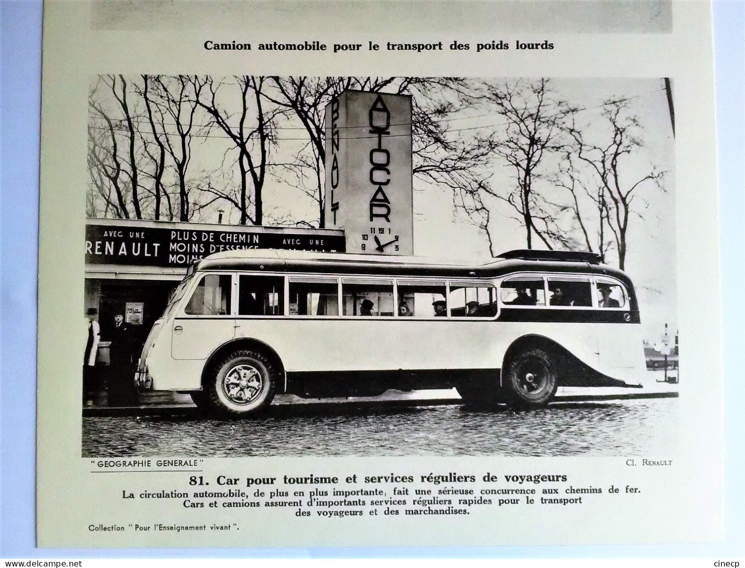 Grande Photographie Camion Automobile Car De Tourisme Pub Renault Collection Pour L'enseignement Vivant" - Camions