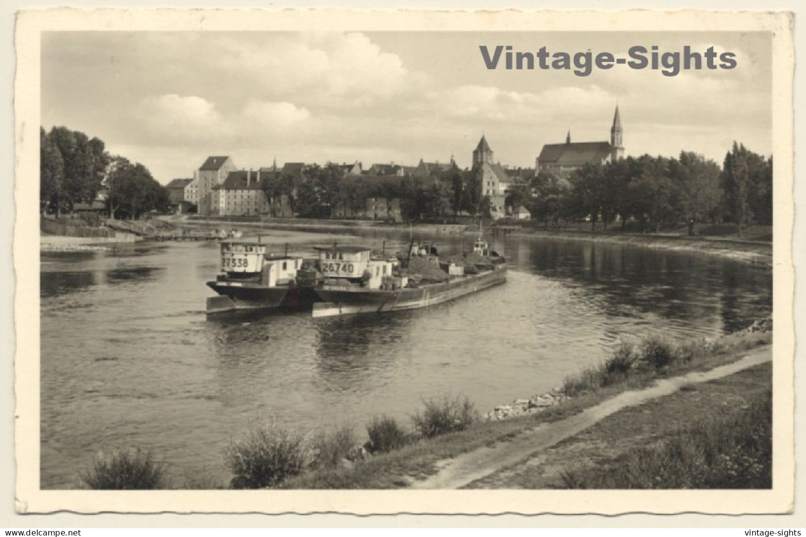 Straubing / Germany: 2 Barges On Donau (Vintage RPPC 1953) - Straubing