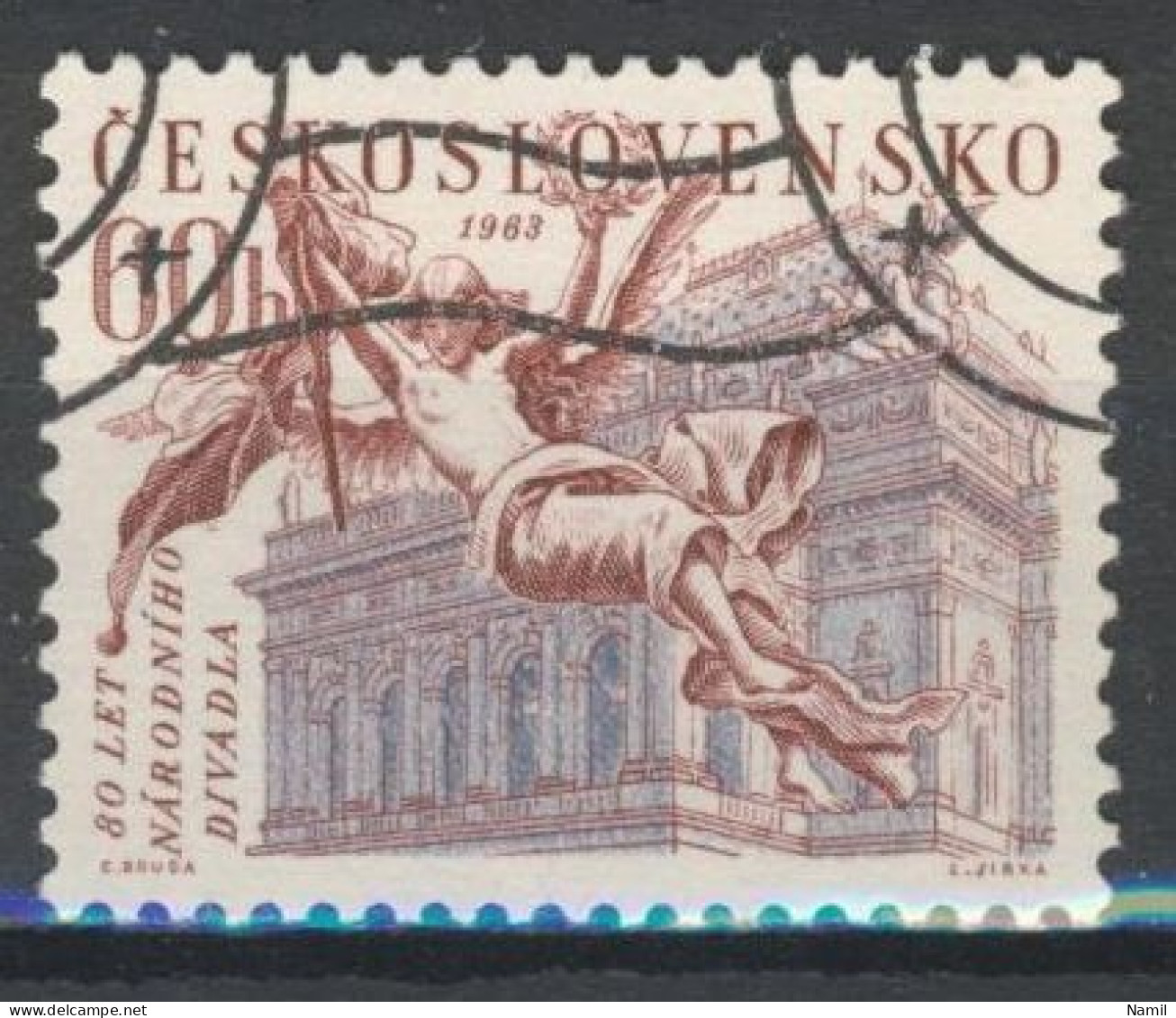 Tchécoslovaquie 1963 Mi 1391 (Yv 1265), Obliteré, Varieté Position 20/2 - Varietà & Curiosità