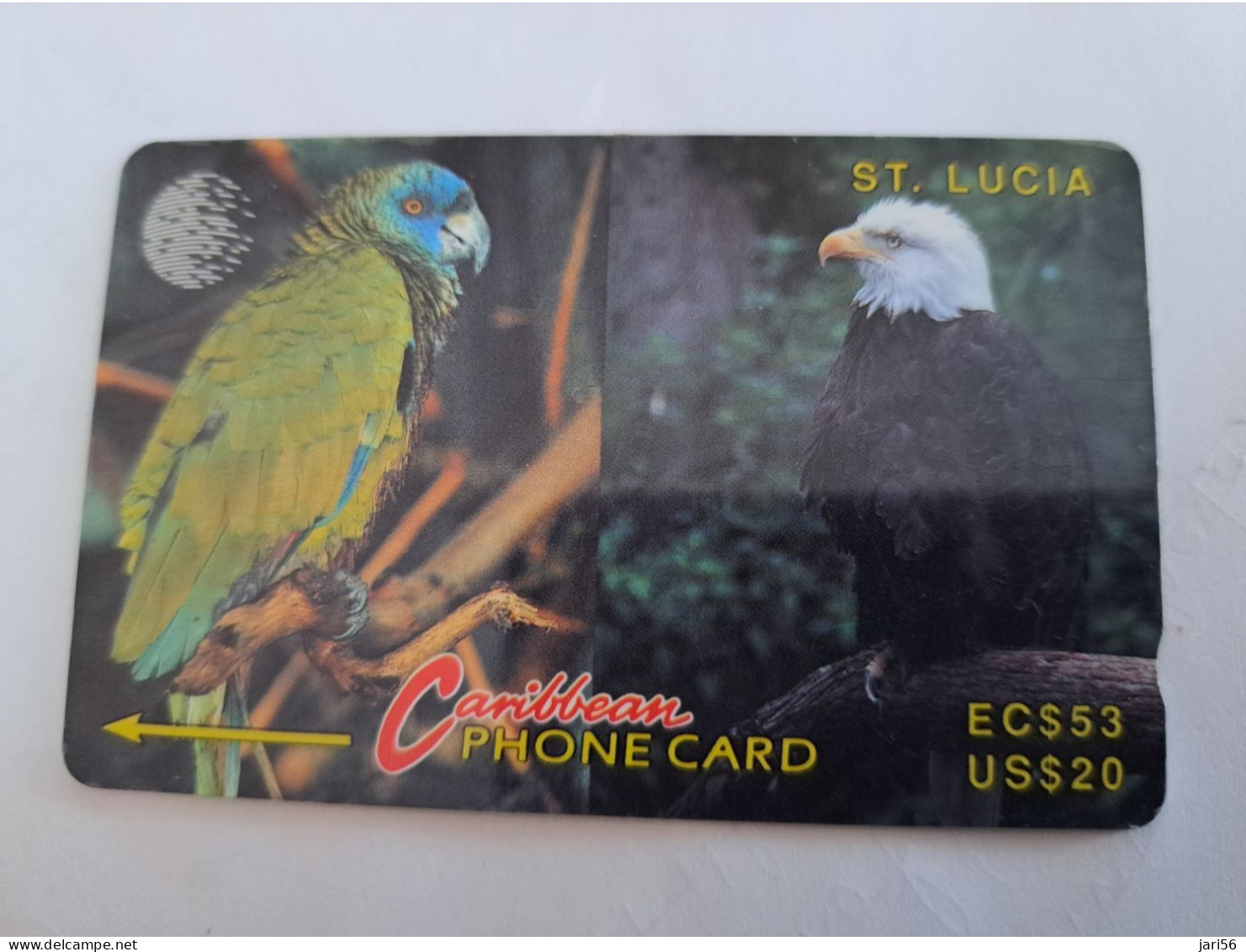 ST LUCIA    $ 53/$20  CABLE & WIRELESS   LUCIA PARROT/ AMERICAN AEGLE    11CSLA   Fine Used Card ** 14271** - St. Lucia