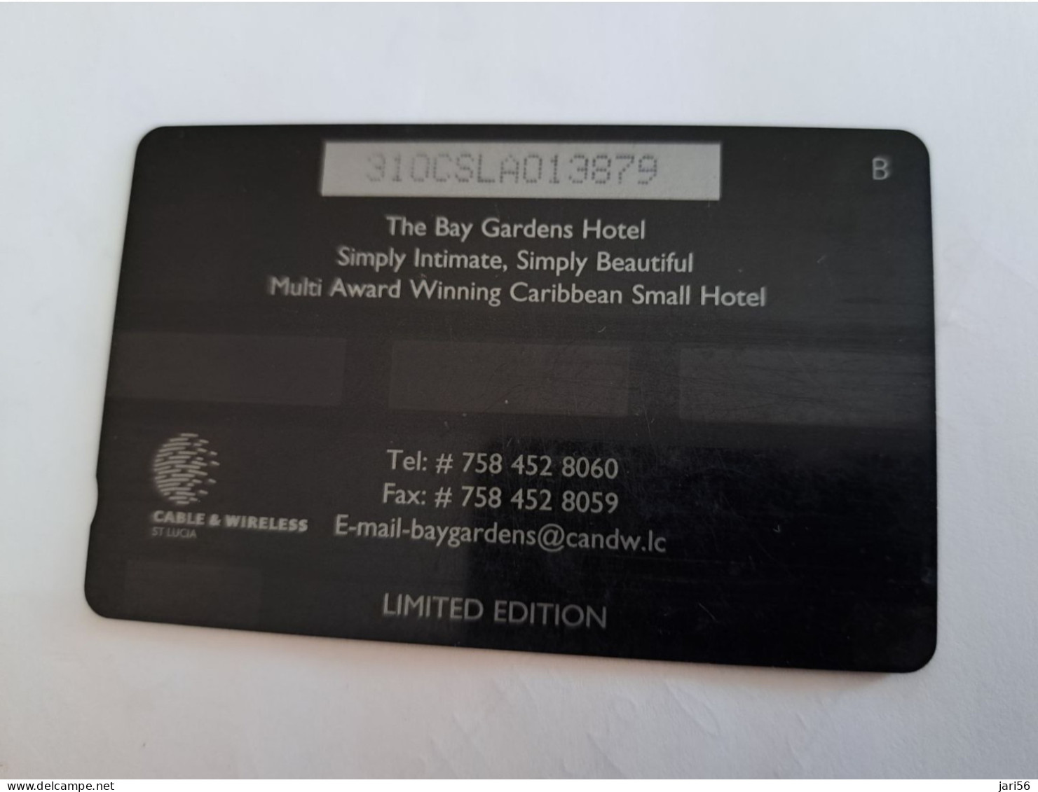 ST LUCIA    $ 10   CABLE & WIRELESS  STL-310A   310CSLA     BAY GARDEN HOTEL     Fine Used Card ** 14272** - St. Lucia