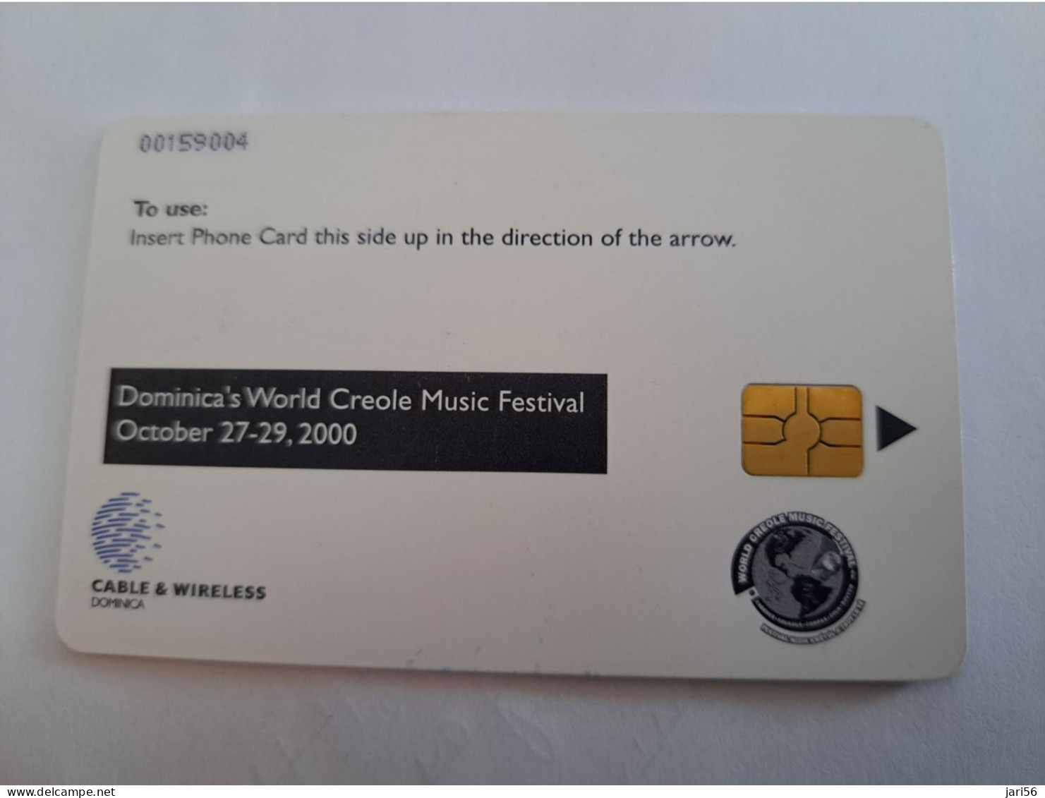 DOMINICA / $20 CHIPCARD  WORLD CREOLE MUSIC FESTIVAL 2000       Fine Used Card  ** 14277 ** - Dominique