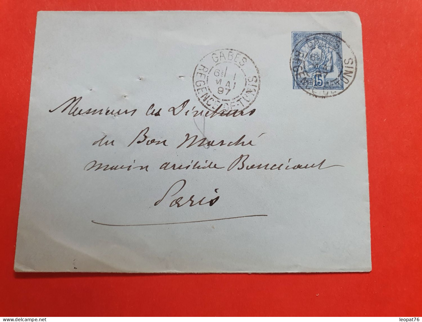 Tunisie - Entier Postal De Gabes Pour Paris En 1897 - JJ 61 - Covers & Documents