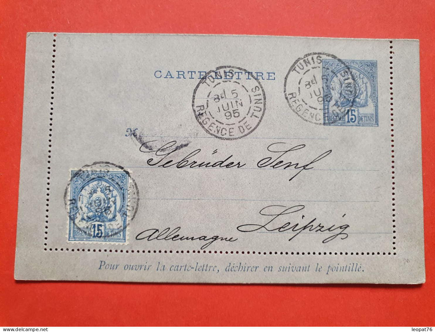 Tunisie - Entier Postal + Complément De Tunis Pour L'Allemagne En 1895 - JJ 67 - Lettres & Documents