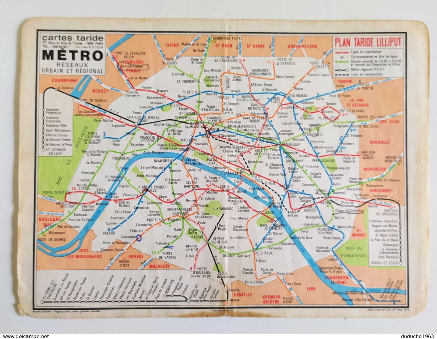 Paris - Ancien Plan De Métro Taride Après 1963 - Europa