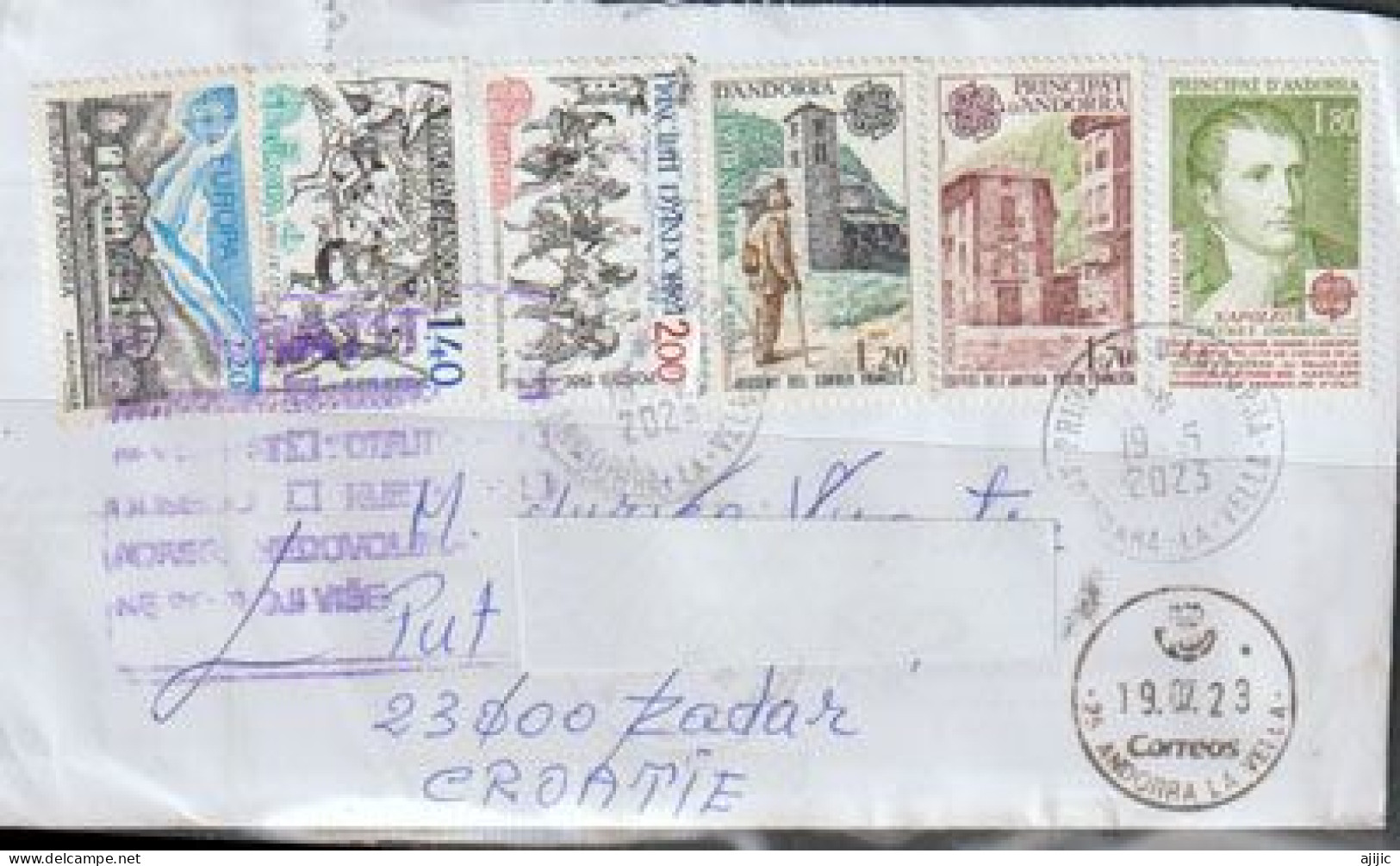 Lettre 2023, Adressée En Croatie (return To Sender) Avec Timbre à Date Retour "Correos Andorra Español" 19/07/ 2023 - Briefe U. Dokumente