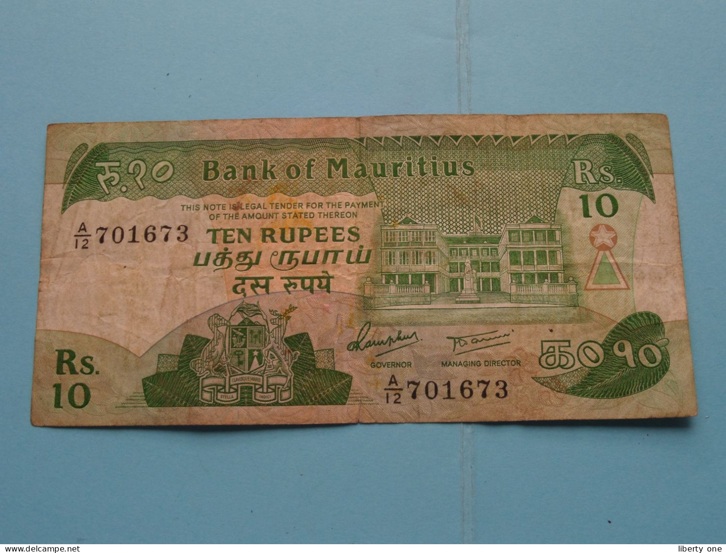 10 Rupees Ten ( A/12 701673 ) MAURITIUS ( For Grade See SCAN ) Circulated ! - Mauricio