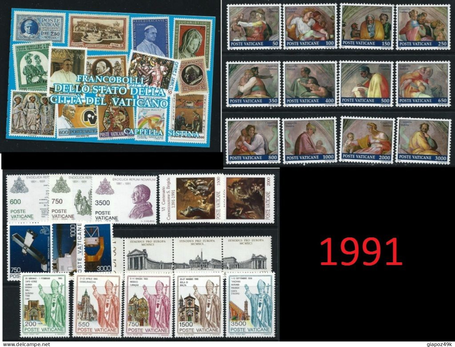 ● VATICANO 1991 ֍ ANNATA COMPLETA ** ● 1 LIBRETTO + 26 Fb ● Tutte Serie Complete ● - Annate Complete