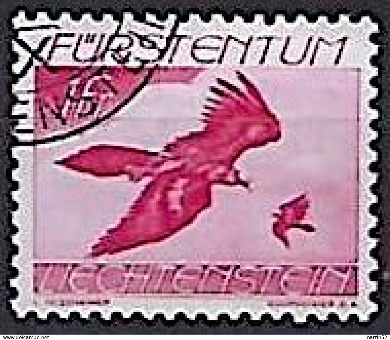 Liechtenstein 1939: Flugpost 1 Fr "Adler" Zu F 22 Mi 178 Yv PA 22 Mit Eck-Stempel (Zumstein CHF 20.00) - Aéreo