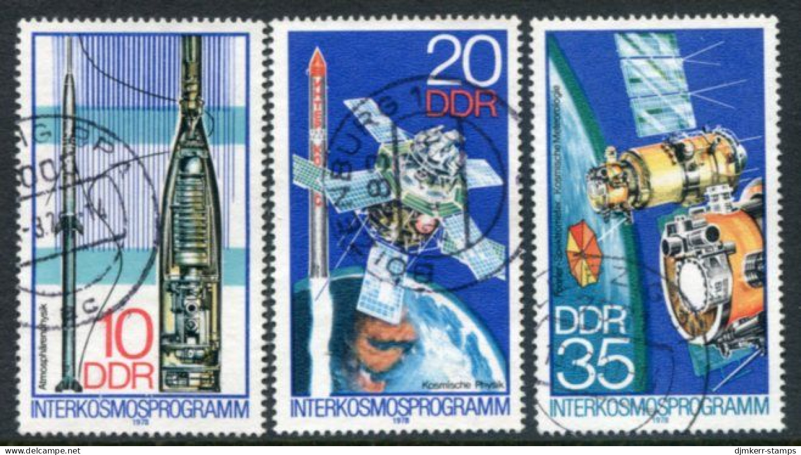 DDR / E. GERMANY 1978 Intercosmos Programme Postally Used.  Michel 2310-12 - Used Stamps