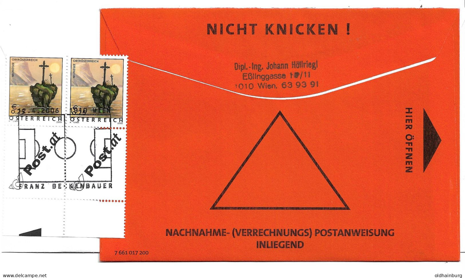 0445c: Österreich 2006, Franz Beckenbauer Auf Fußball- Nachnahme- FDC Portogerechte 4,05 €- Frankatur - 2006 – Germany