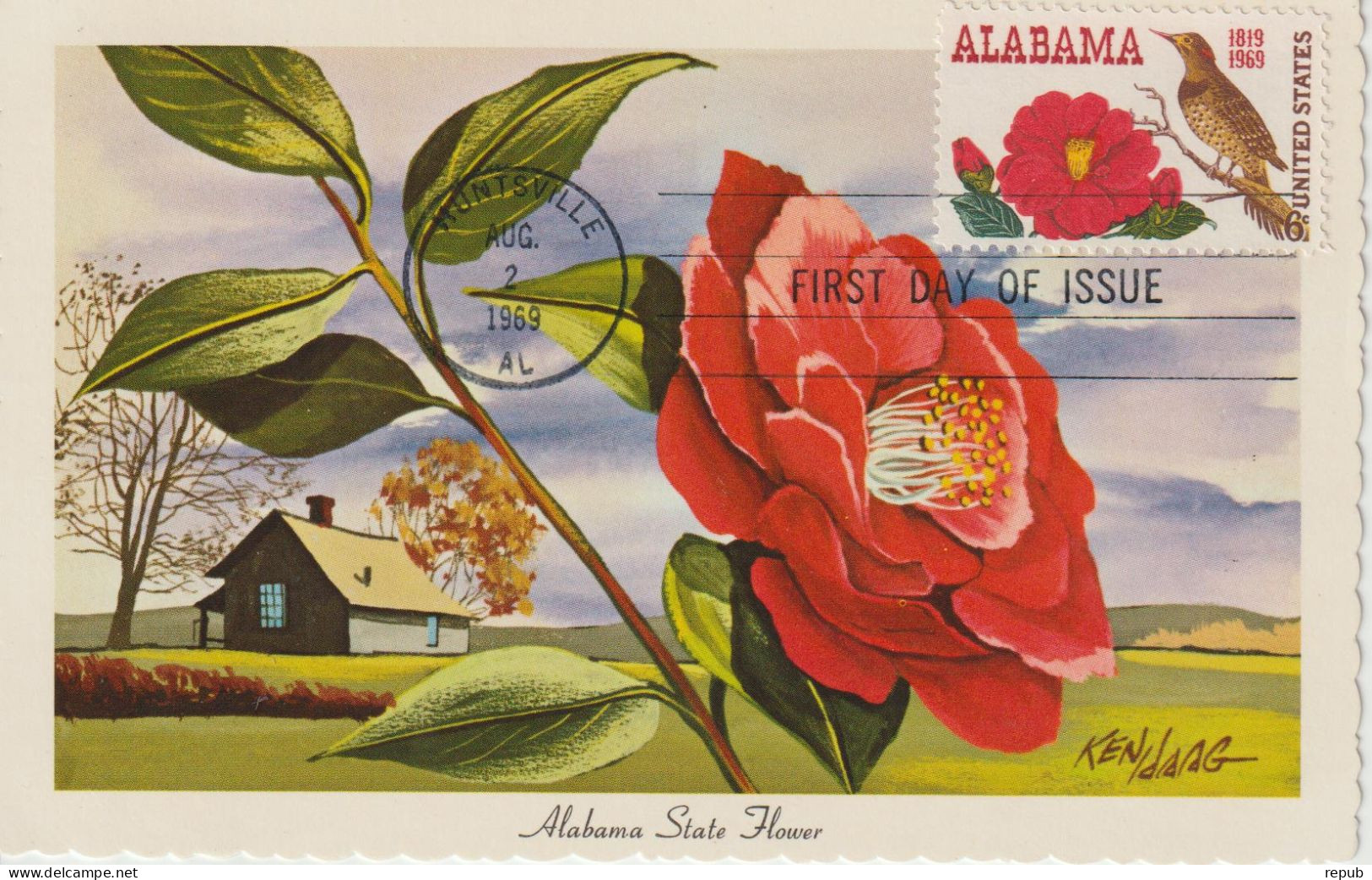 Etats-Unis Carte Maximum 1969 Camélia Alabama 878 - Maximum Cards