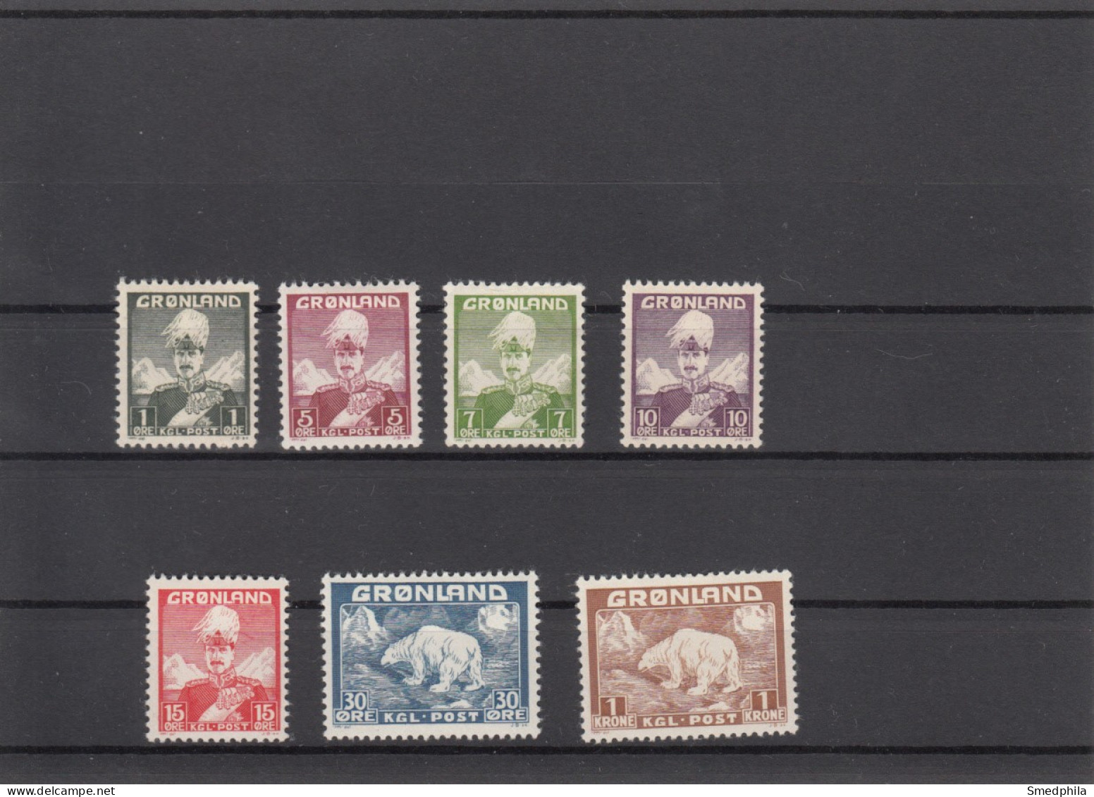 Greenland 1938  - Michel 1-7 Mint Hinged * - Ongebruikt