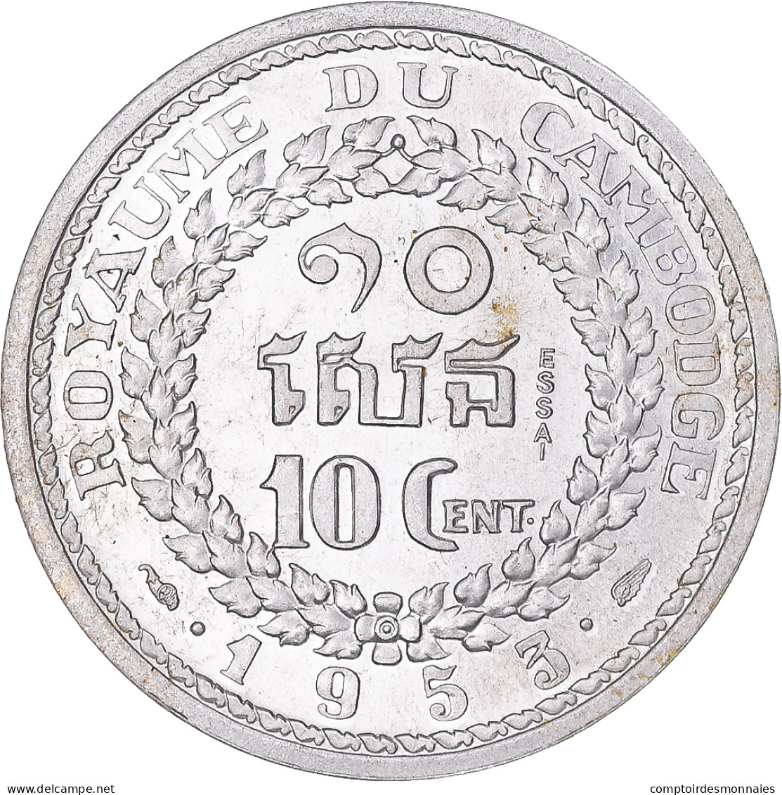 Monnaie, Cambodge, Norodom Sihanouk, 10 Centimes, 1953, Paris, SPL, Aluminium - Cambogia