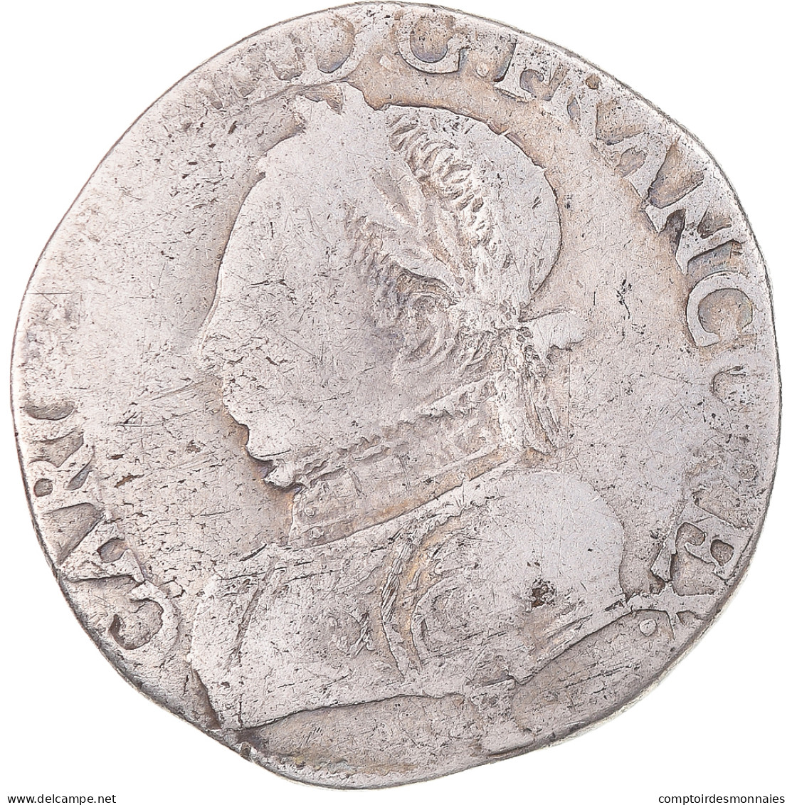 Monnaie, France, Charles IX, Teston Aux 2 C Couronnés, 1562, La Rochelle, TB - 1560-1574 Charles IX