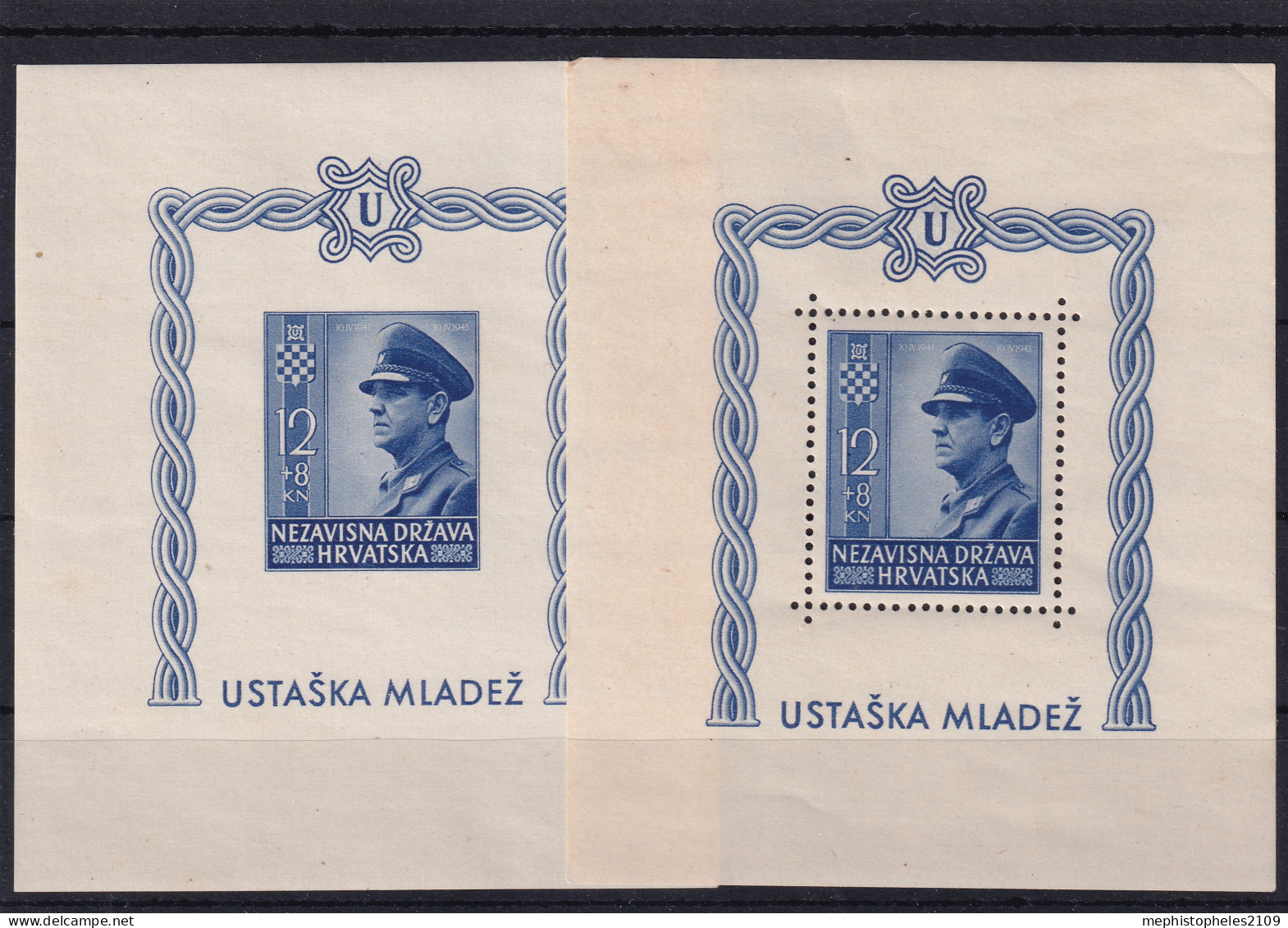 CROATIA 1943 - MNH - Mi Block 4A, 4B - Pavelic - Kroatien