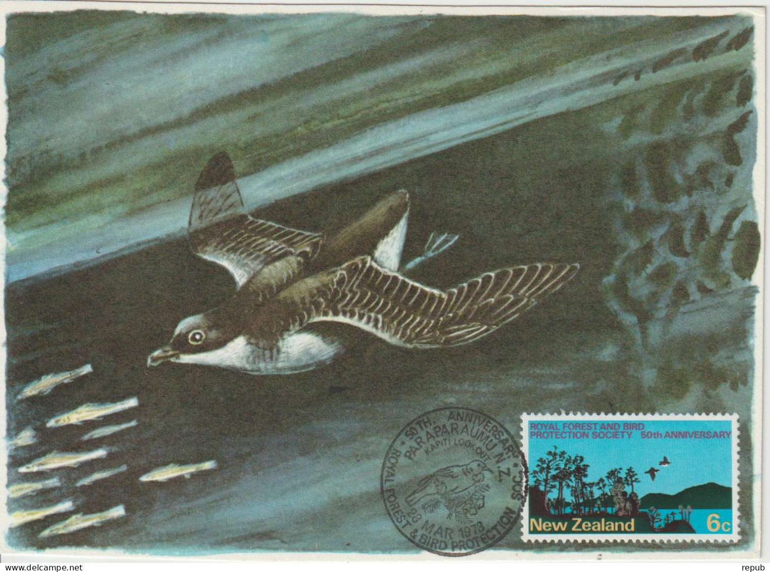 Nouvelle Zélande Carte Maximum 1973 Protection Des Forets Et Oiseaux 583 - Storia Postale