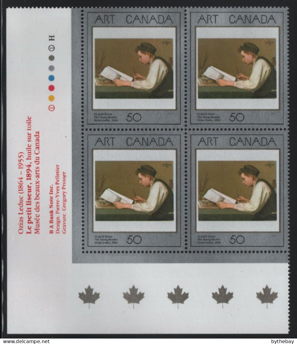 Canada 1988 MNH Sc 1203 50c The Young Reader LL Plate Block - Numeri Di Tavola E Bordi Di Foglio