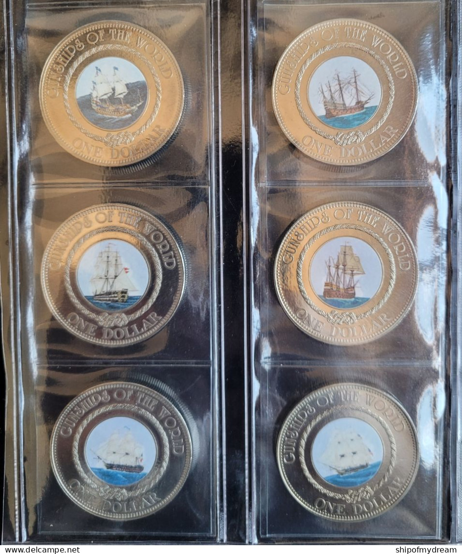 Cook Islands Complete Set Of 6x 1$ 2006. Gunships Of The World. UNC - Cook
