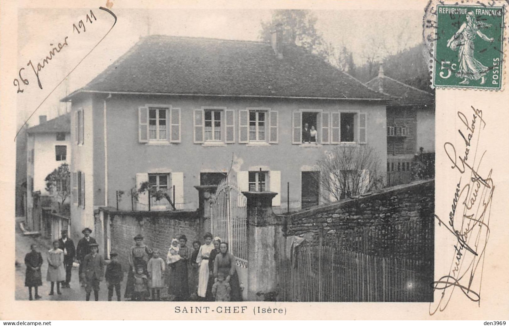 SAINT-CHEF (Isère) - Maison - Voyagé 1911 (2 Scans) Jean Debard, Pensionnat Des Lazaristes, 24 Montée St-Barthélémy Lyon - Saint-Chef