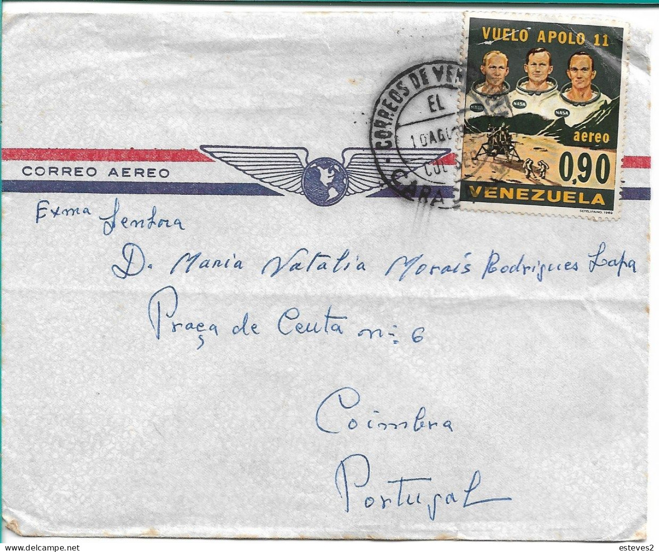 Venezuela 1969 , Apolo 11 , Apollo 11 , Caracas Postmark - Sud America