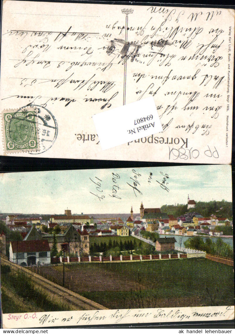 694807 Steyr Lamberg Schloss Ufer 1906 - Steyr