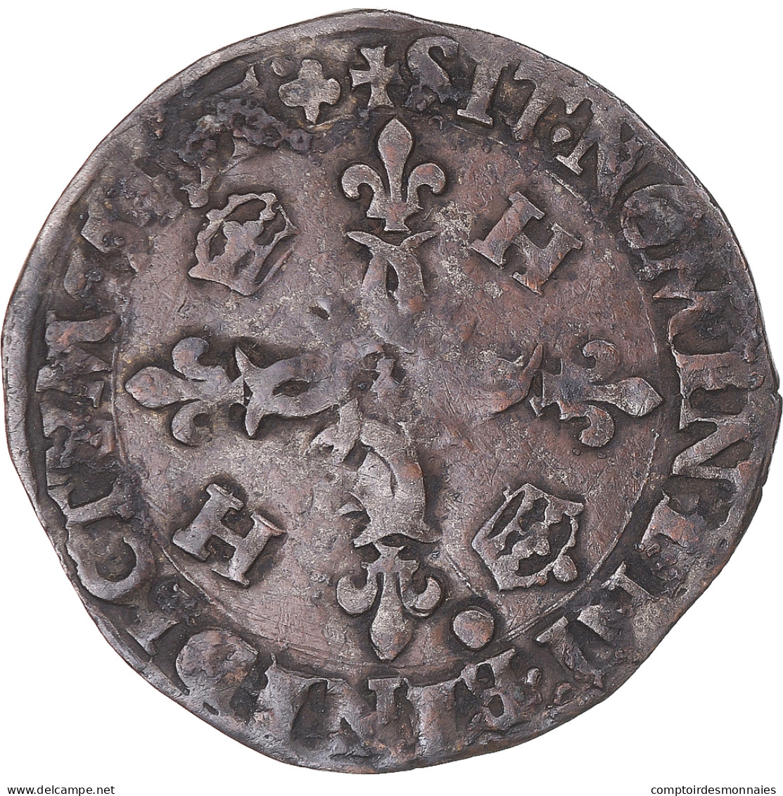 Monnaie, France, Henri II, Douzain Aux Croissants, 1549, Lyon, TB+, Billon - 1547-1559 Henry II