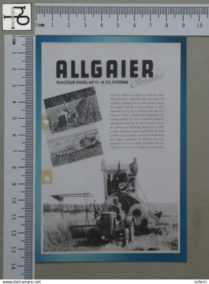 POSTCARD  - ALLGAIER - TRACTORS - 2 SCANS  - (Nº55847) - Tracteurs
