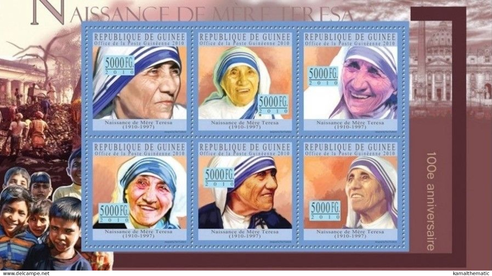 Guinea 2010 MNH SS, Mother Teresa, Nobel Peace Laureate - Mother Teresa