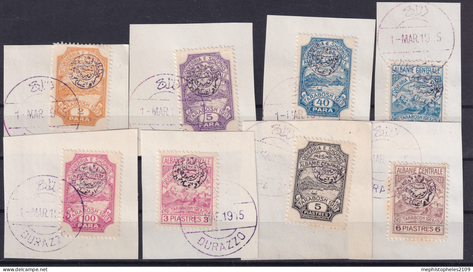 ALBANIA 1915 - ESSAD POST - 8 Stamps With Durazzo Cancels - Albania