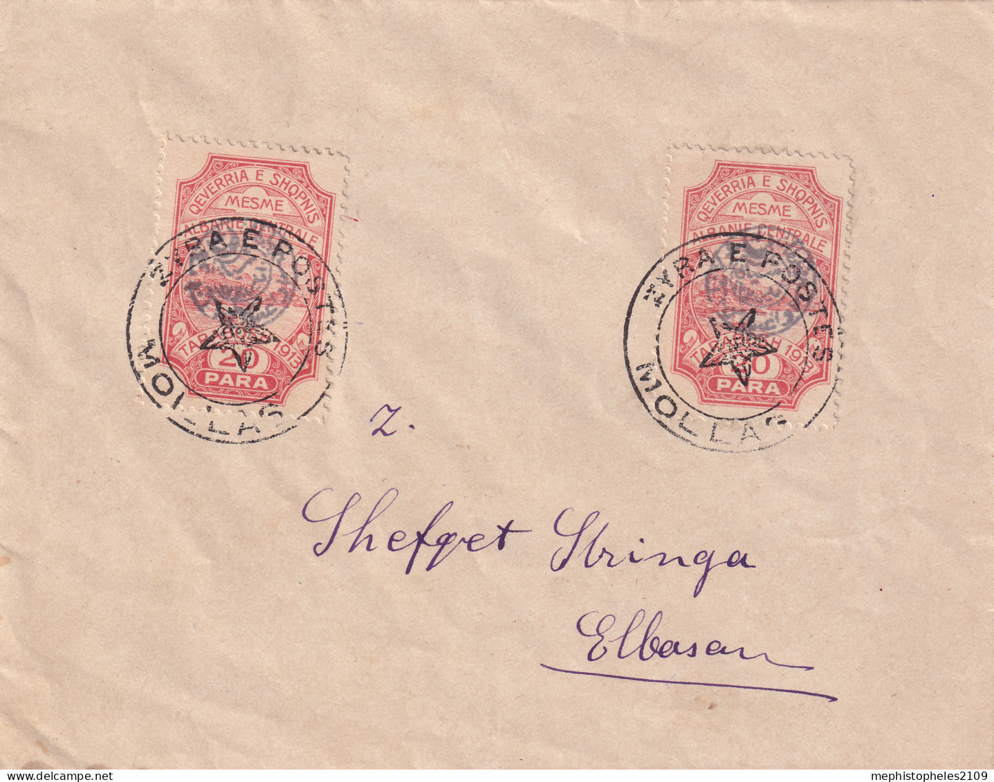 ALBANIA 1915 - ESSAD POST - Letter From Mollas To Elbasan - Albania