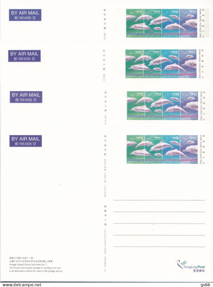 Hongkong, 1998, Pk-Set Weiße Delphine,  (4) - Enteros Postales