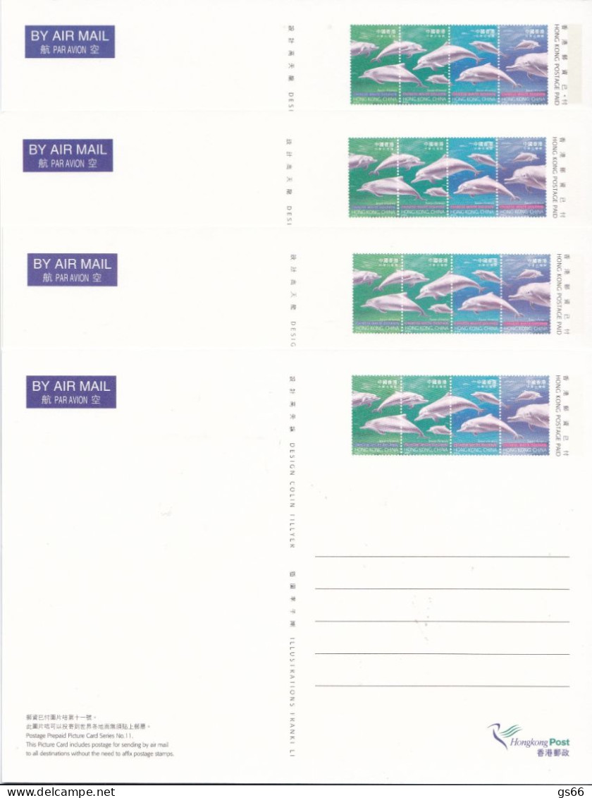 Hongkong, 1998, Pk-Set Weiße Delphine,  (4) - Postal Stationery