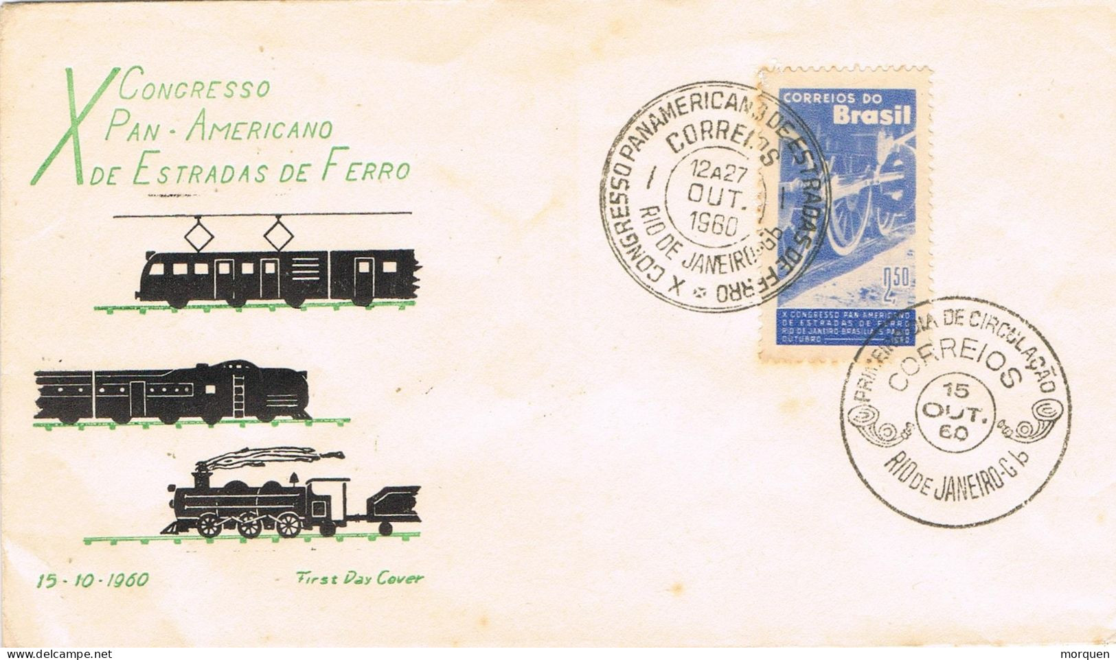 50958. Carta RIO JANEIRO (Brasil) 1960. Congreso Panamericano Ferrocarril, Trenes - Briefe U. Dokumente