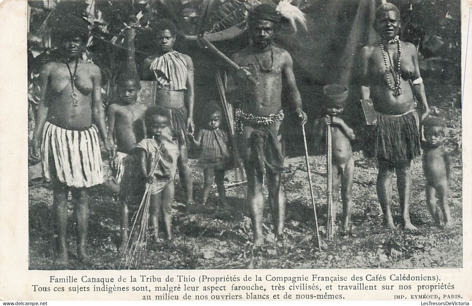 Nouvelle Calédonie - Famille Canaque De La Tribu De Thio - Imp Eymroud - Sein Nu - Publicité - Carte Postale Ancienne - Nouvelle-Calédonie