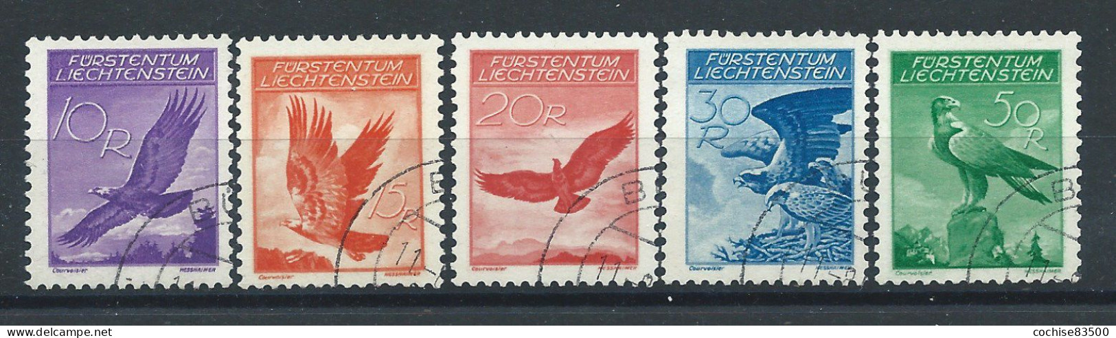 Liechtenstein PA N°9/13 Obl (FU) 1934/36 - Aigle Royal - Poste Aérienne