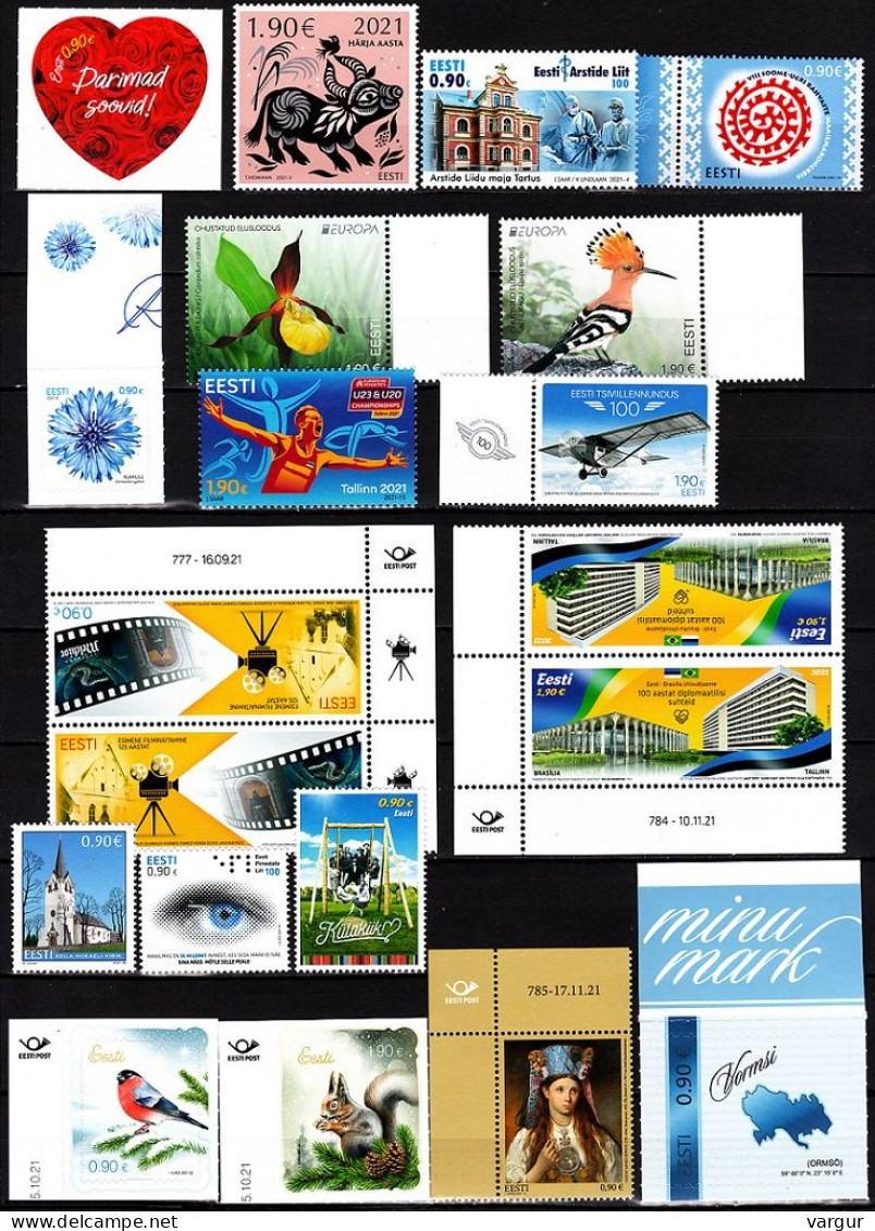 ESTONIA 2021 Partial Collection Of The Year. Clean-up, MNH. 90% Face Value - Collections (sans Albums)