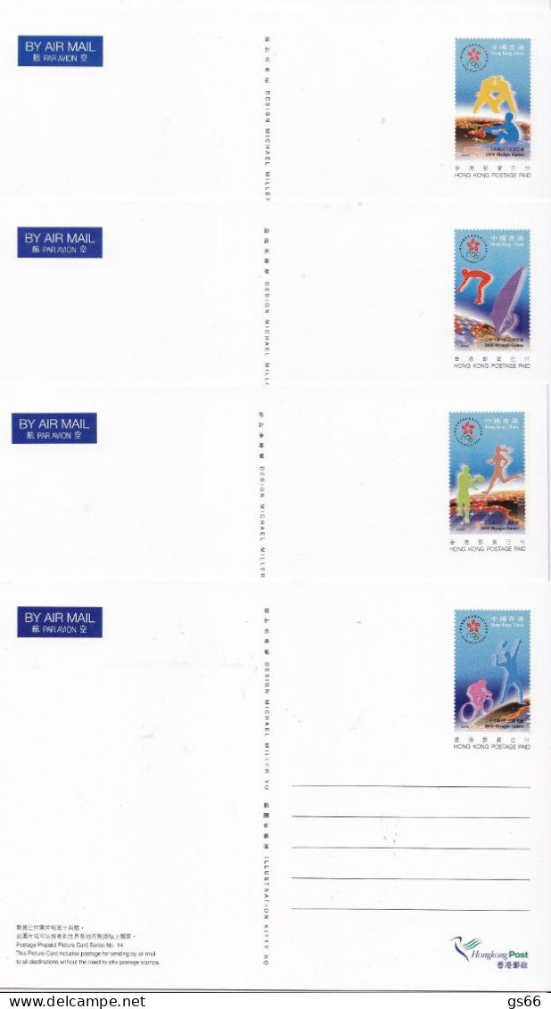 Hongkong, 2000, Pk-Set Olympia Sydney.  (4) - Postal Stationery
