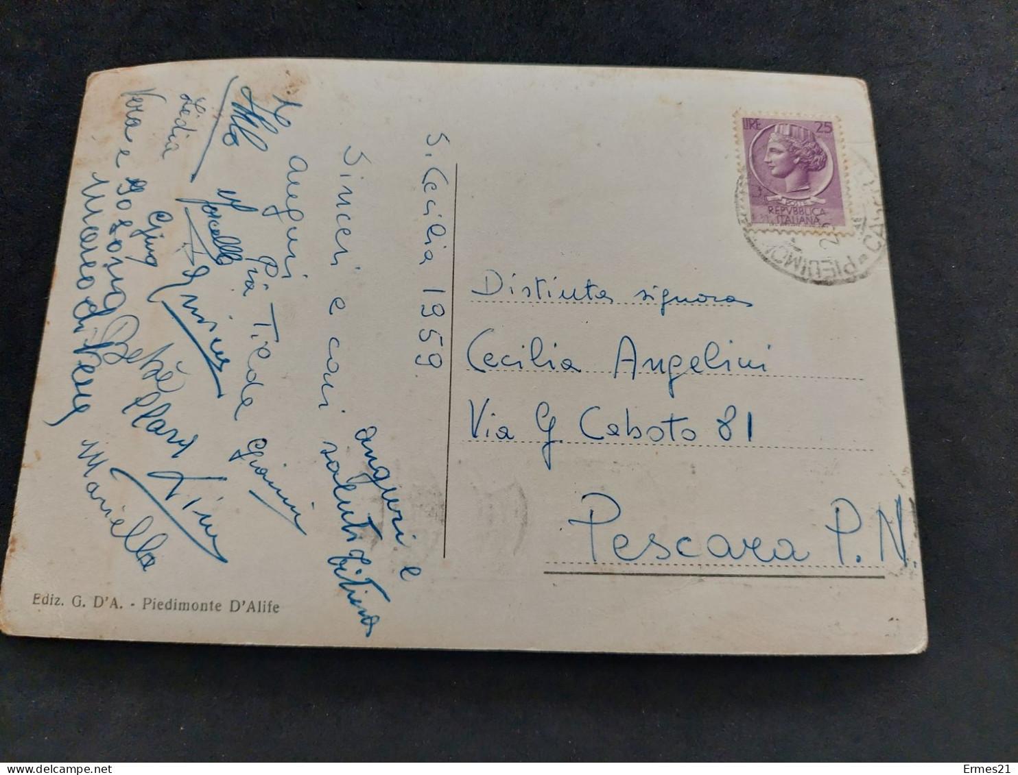 Cartolina 1956. Piedimonte D'Alife. Viale Della Libertà.  Condizioni Eccellenti. Viaggiata. - Caserta