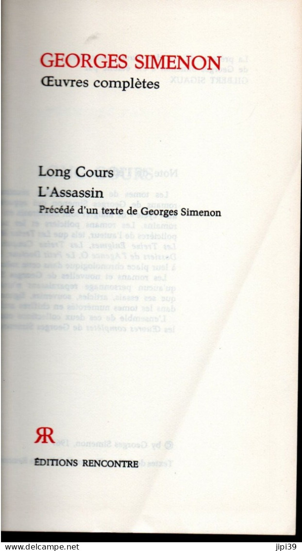 Bradé : Long Cours , L'Assasin - Simenon