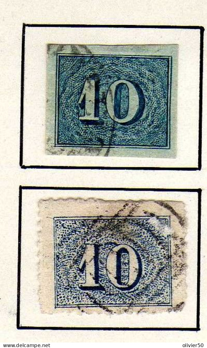 Bresil  (1854-61) -   10  R. Chiffre - Bleu  Dentele  Et Non Dentele-  Obliteres - Used Stamps