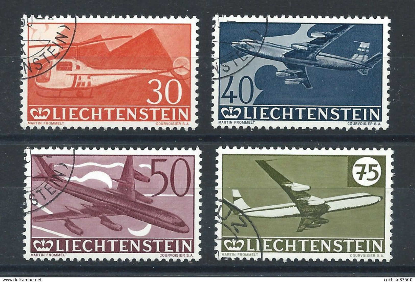 Liechtenstein PA N°34/37 Obl (FU) 1960 - 30éme Anniversaire Du Timbre Aérien - Aéreo