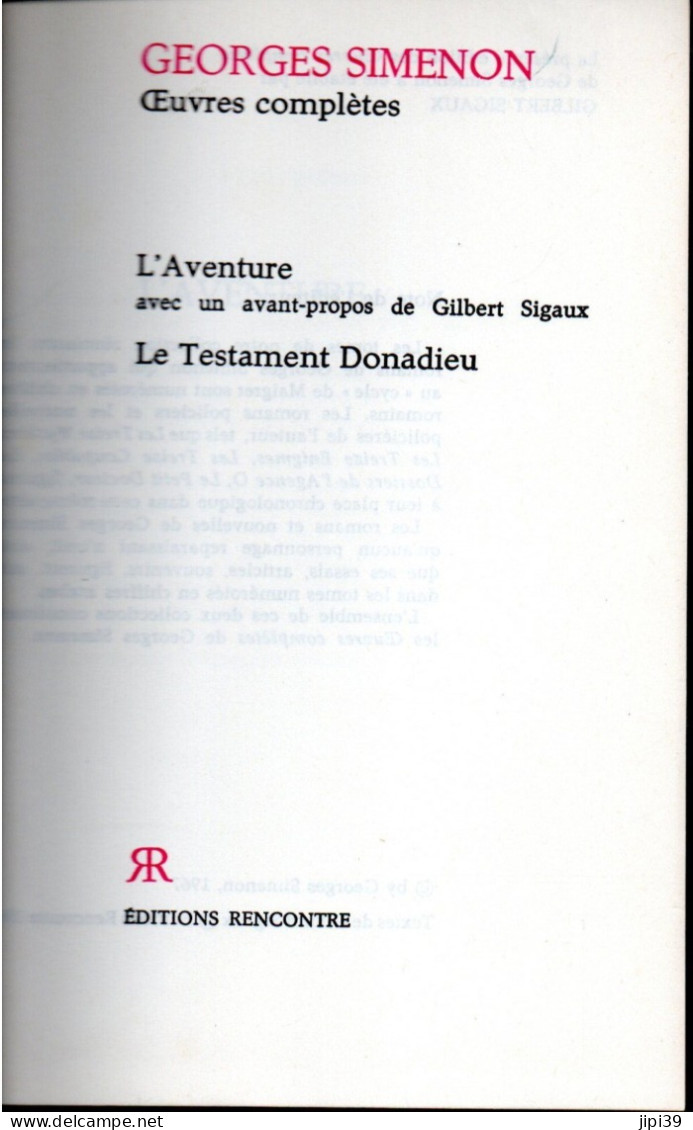 Bradé : L'Aventure , Le Testament Donadieu - Simenon