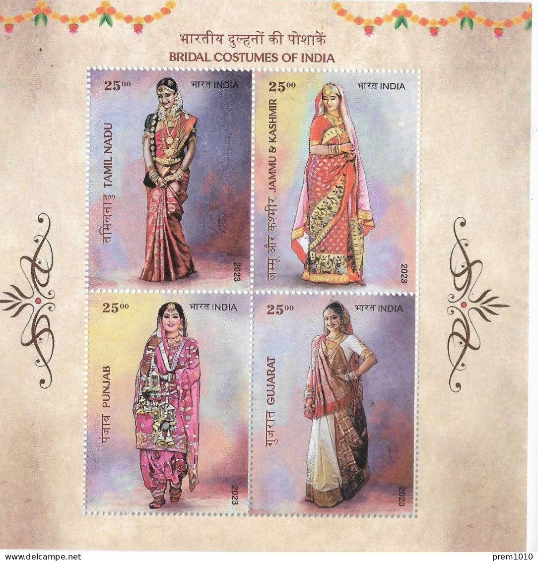 INDIA 2023- BRIDAL COSTUMES OF INDIA- 4V MNH BLOCK ( Costumes De Mariée De L'Inde/ Brautkostüme Aus Indien) - Blocks & Sheetlets