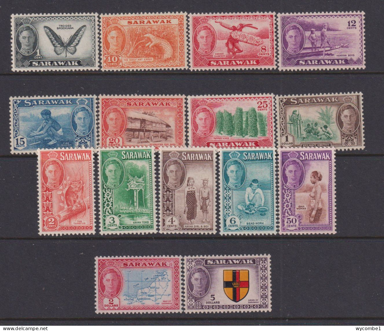 SARAWAK - 1950 George VI Pictorial Definitives Set Hinged Mint - Sarawak (...-1963)