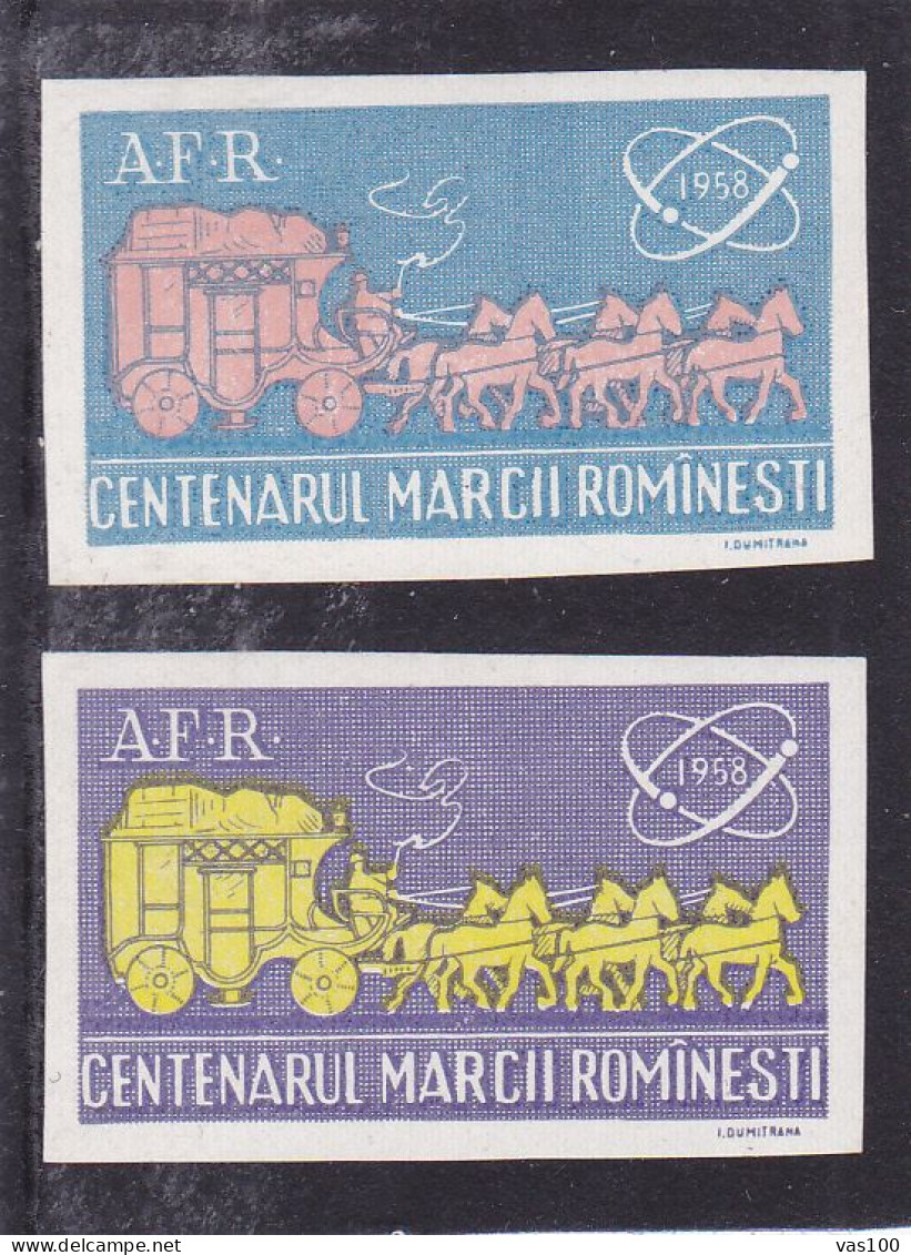 ROUMANIE / ROMANIA - VIGNETTE / CINDERELLA : A. F. R. - CENTENARUL MARCII ROMÎNESTI - 1958 - SET NON DANTELES - MNH - Fiscales