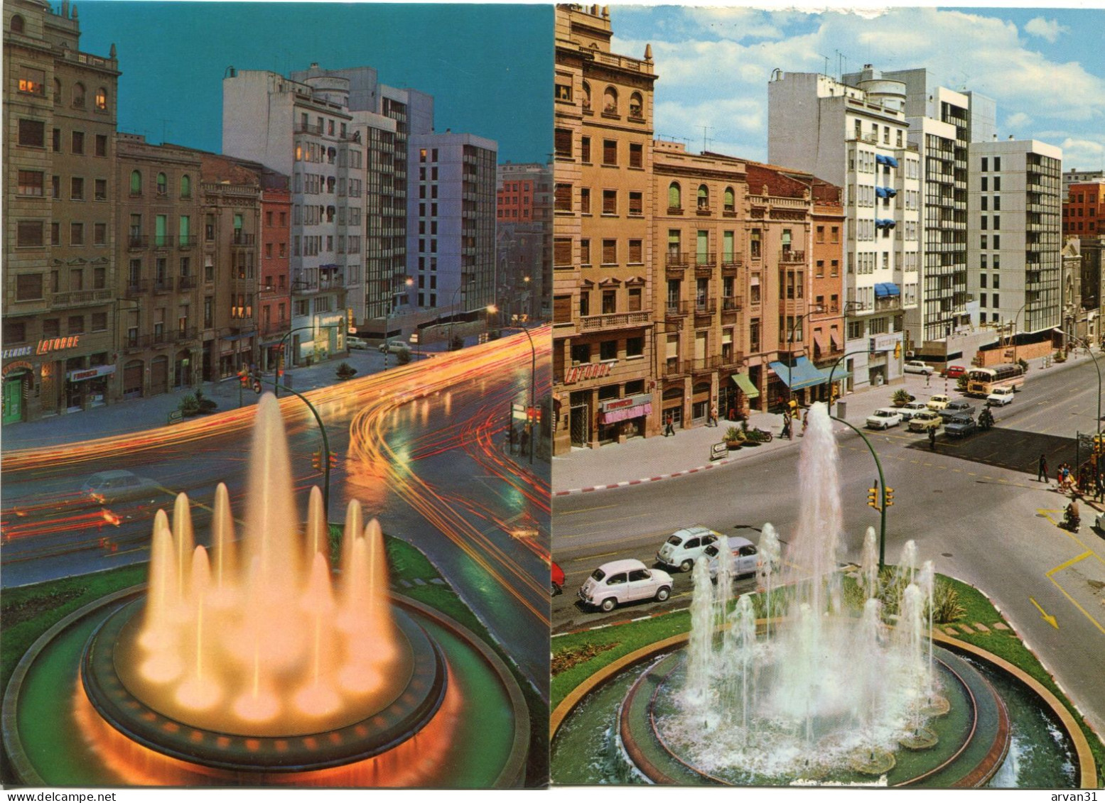 L E R I D A   --  PLAZA De CATALUNA - LOTE De 2 POSTALES  - - Lérida