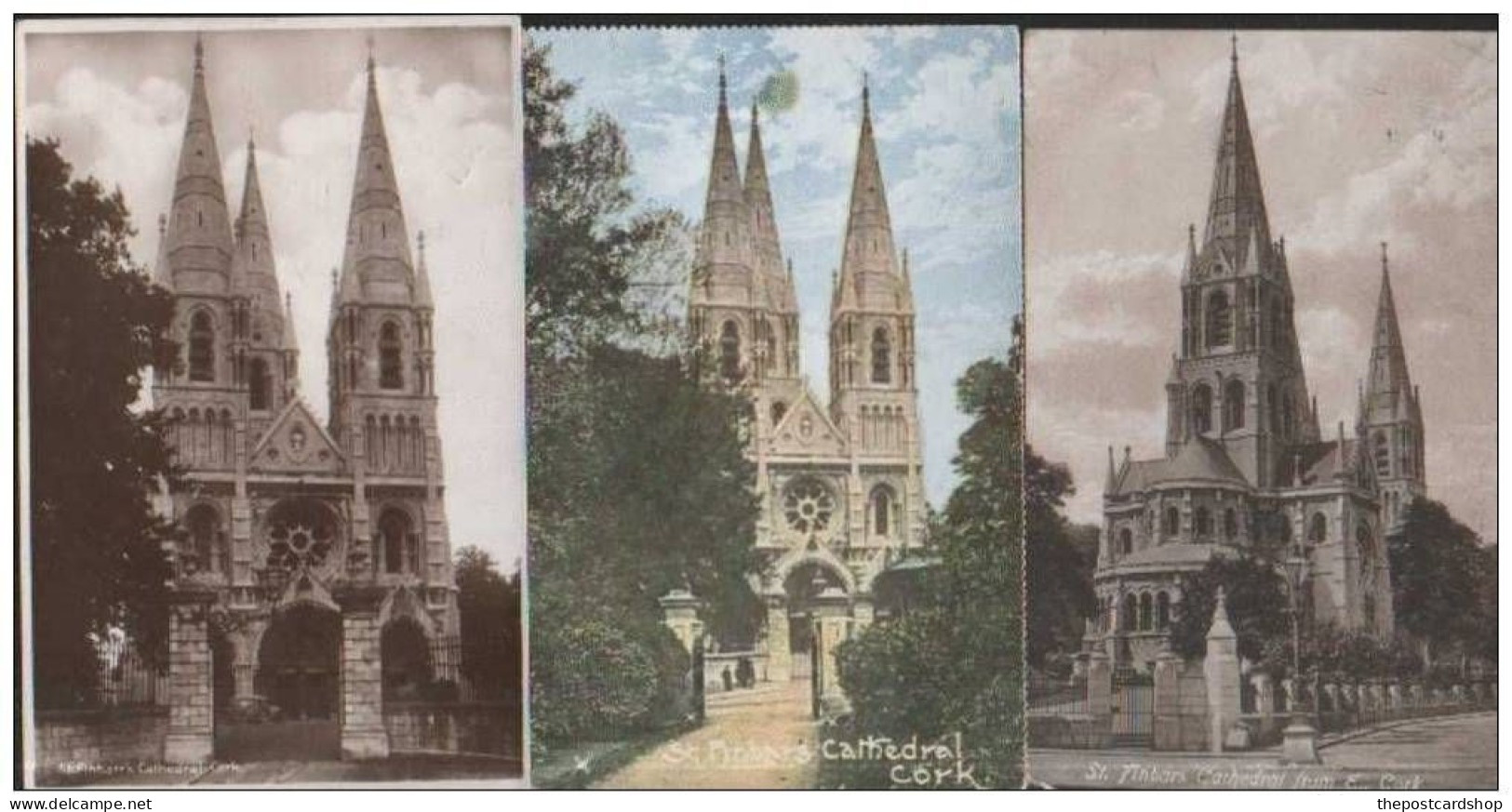 3 Three OLD POSTCARDS OF ST.Finbarr's CHURCH CORK COUNTY CORK IRELAND REF-Y-24 - Cork